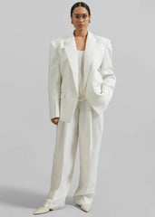 Gelso Pleated Twill Trousers White - Women