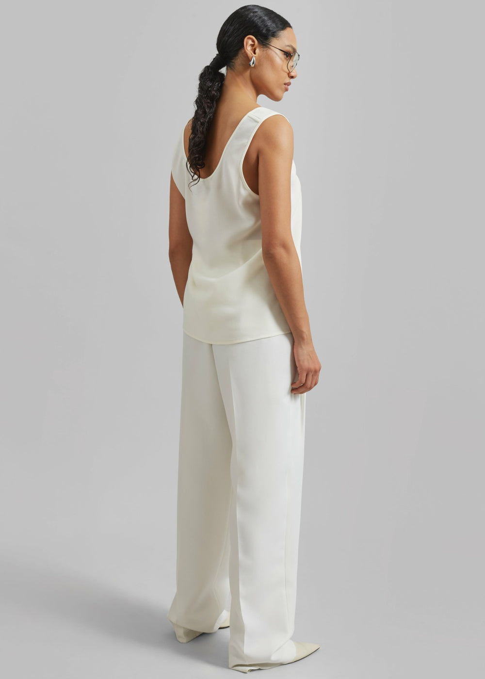 Gelso Pleated Twill Trousers White - Women