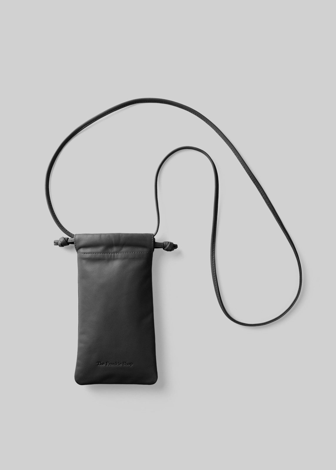 Lyon Drawstring Leather Pouch Black - Women