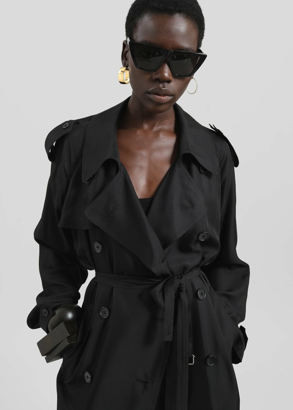 Veyron Silk Trench Black - Women