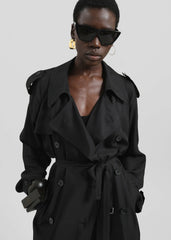 Veyron Silk Trench Black - Women