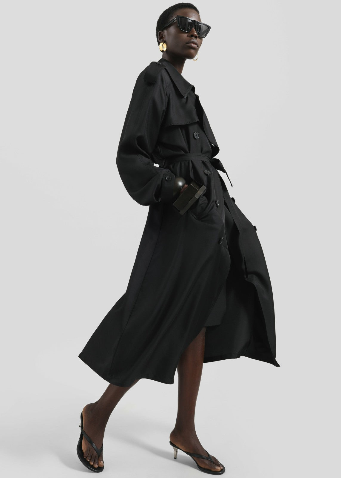 Veyron Silk Trench Black - Women