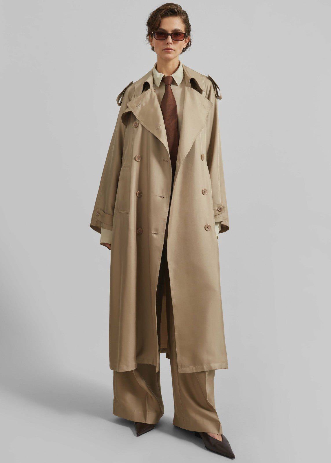 Veyron Silk Trench Beige - Women