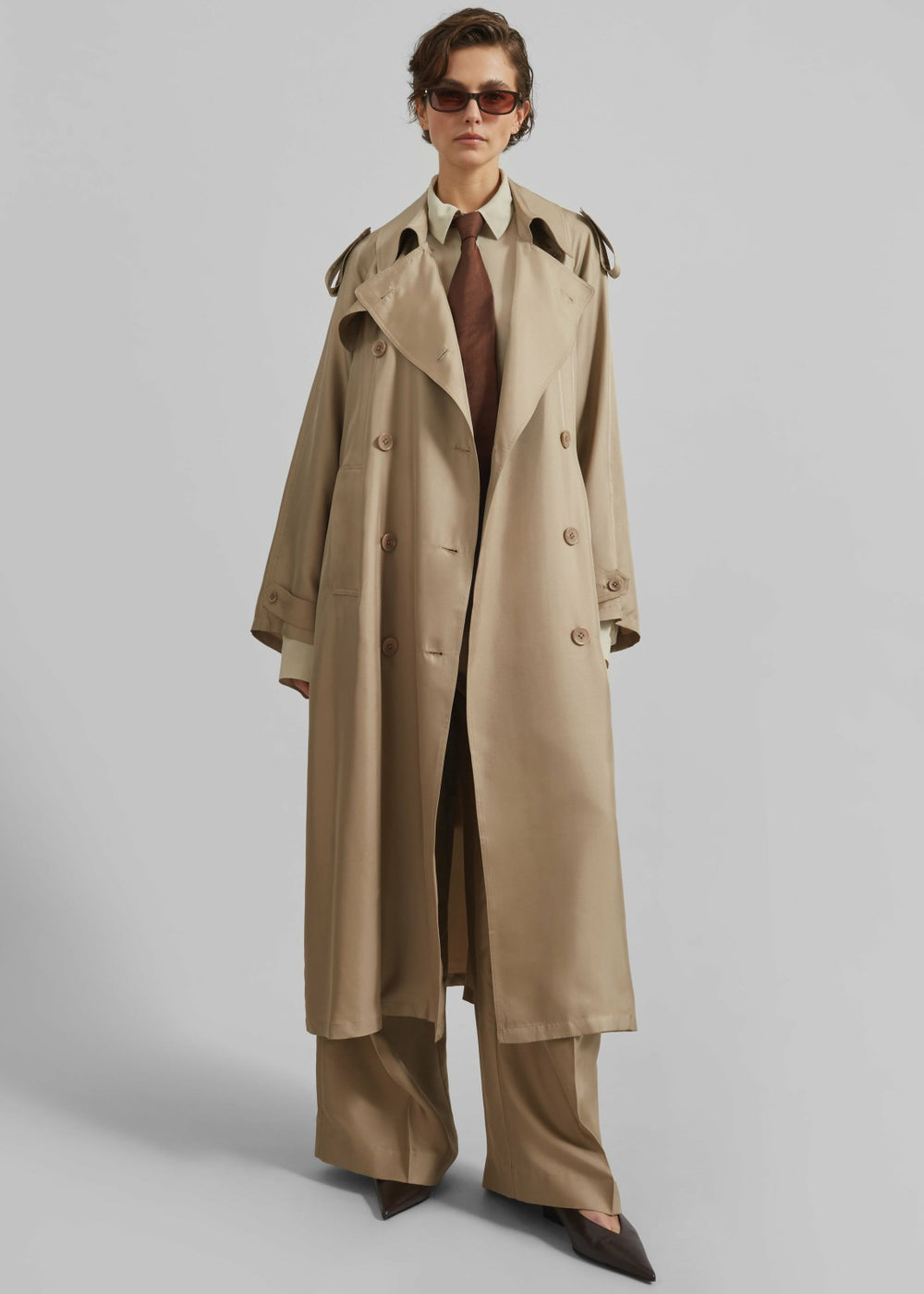 Veyron Silk Trench Beige - Women