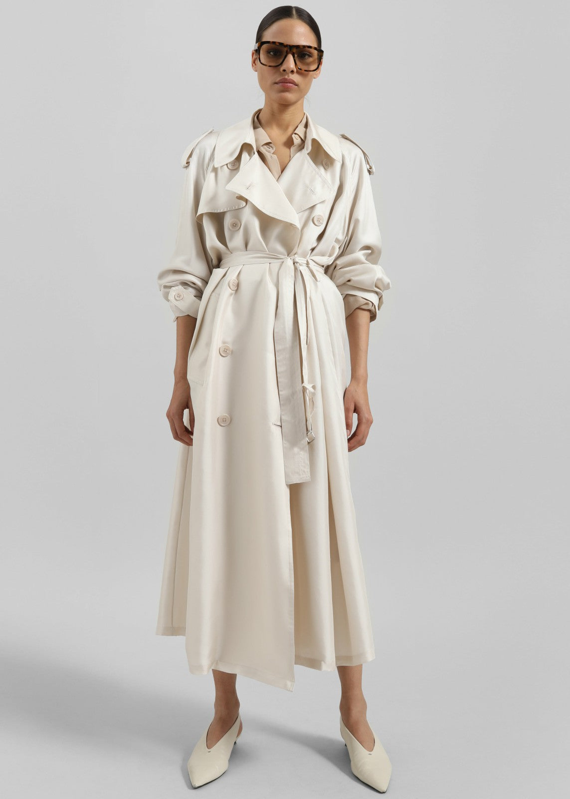 Veyron Silk Trench Ivory - Women