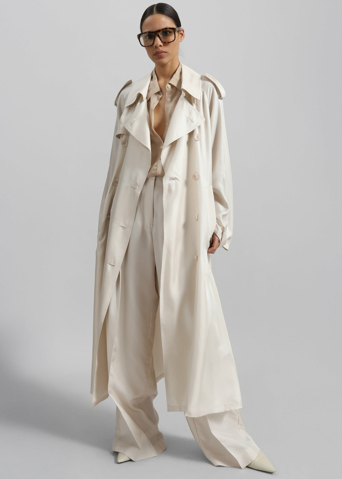 Veyron Silk Trench Ivory - Women