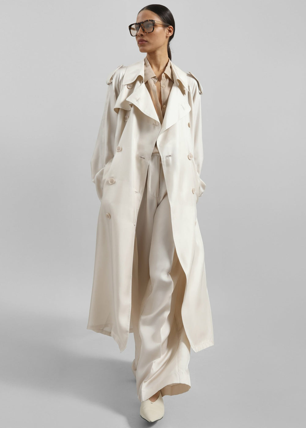 Veyron Silk Trench Ivory - Women