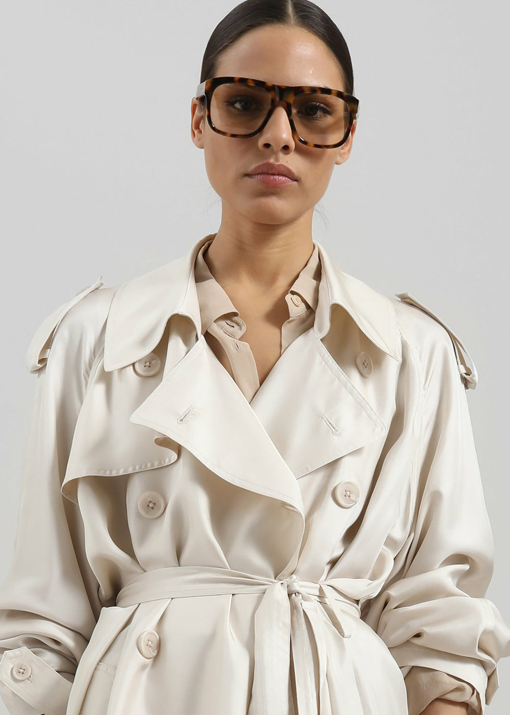 Veyron Silk Trench Ivory - Women