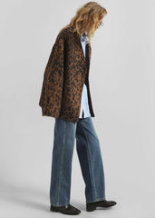 Sopel Leopard Print Collarless Blazer Brown - Women