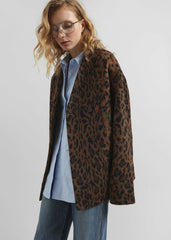 Sopel Leopard Print Collarless Blazer Brown - Women