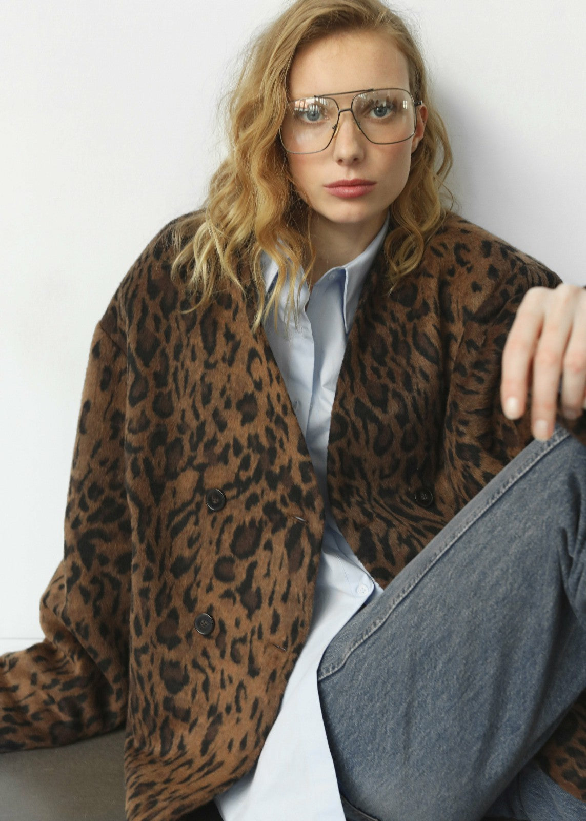 Sopel Leopard Print Collarless Blazer Brown - Women