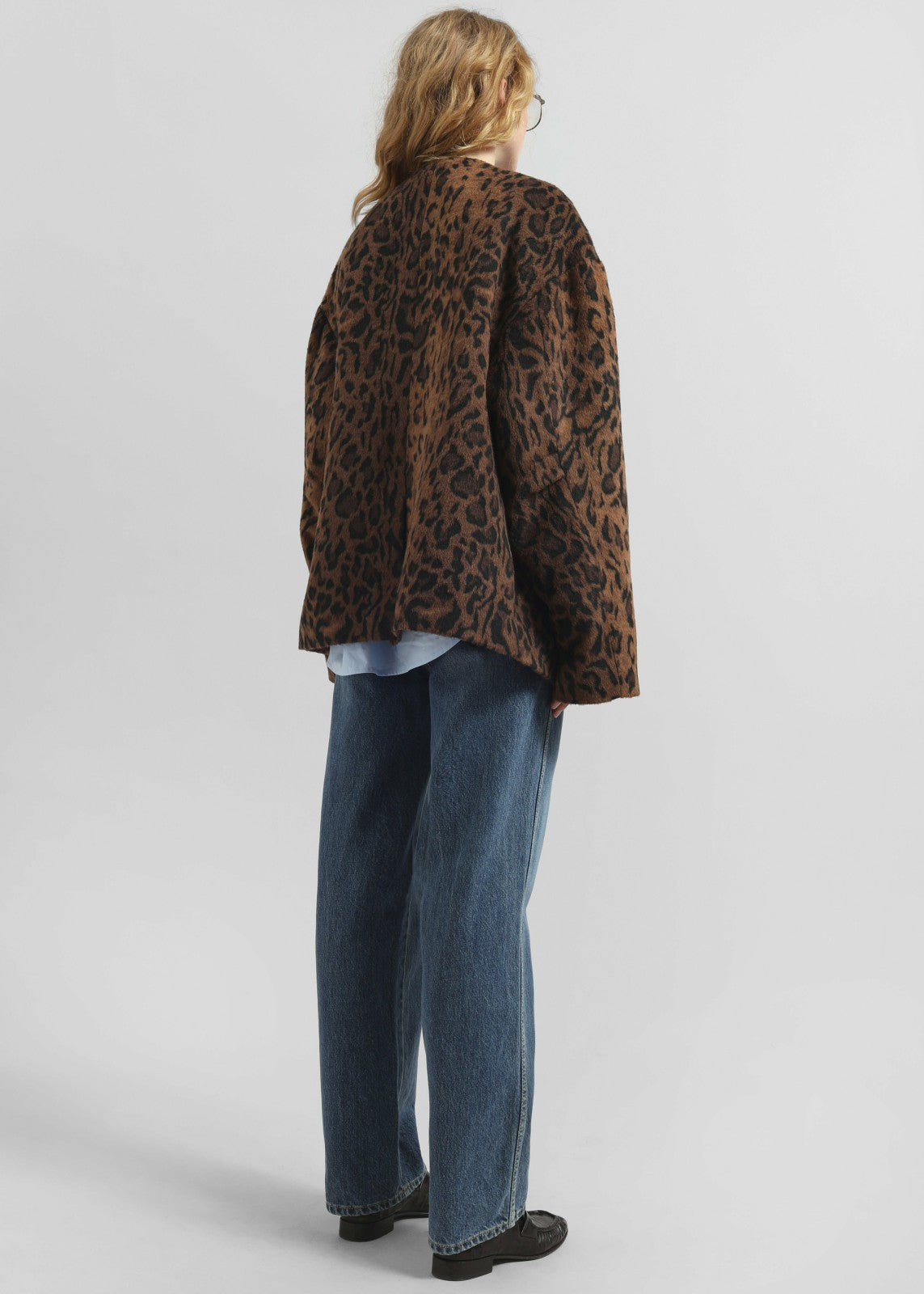 Sopel Leopard Print Collarless Blazer Brown - Women