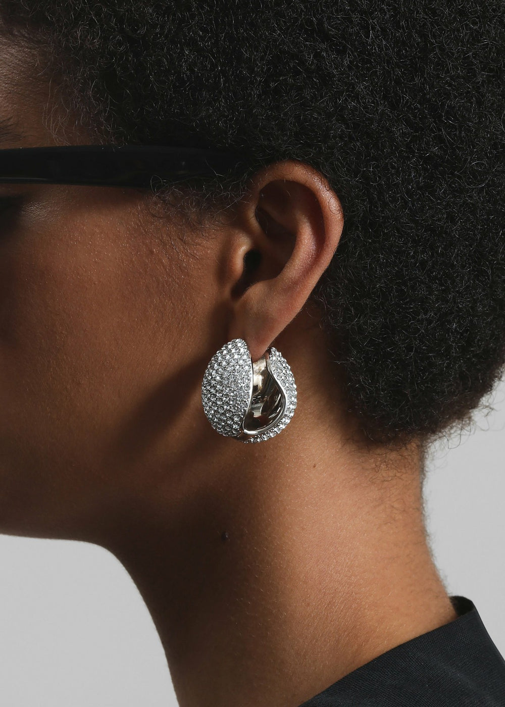 Coperni Crystal-Embellished Creole Logo Earrings Silver - Women