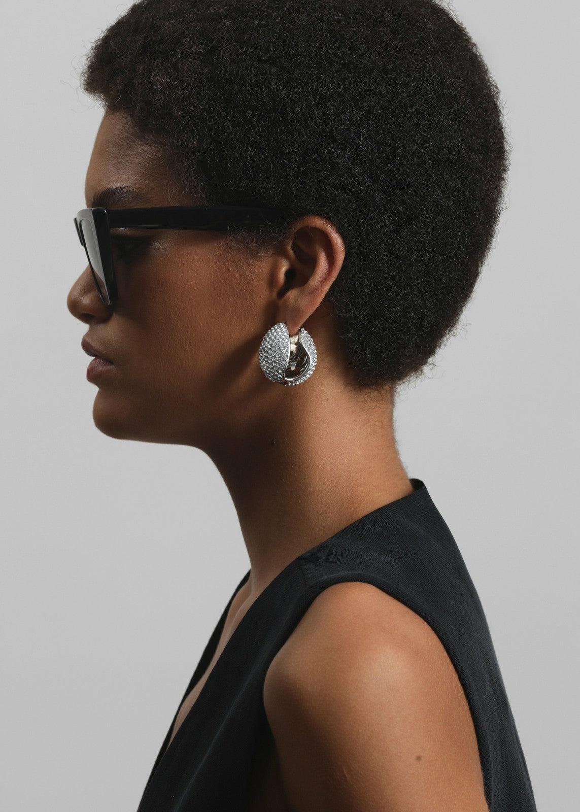 Coperni Crystal-Embellished Creole Logo Earrings Silver - Women