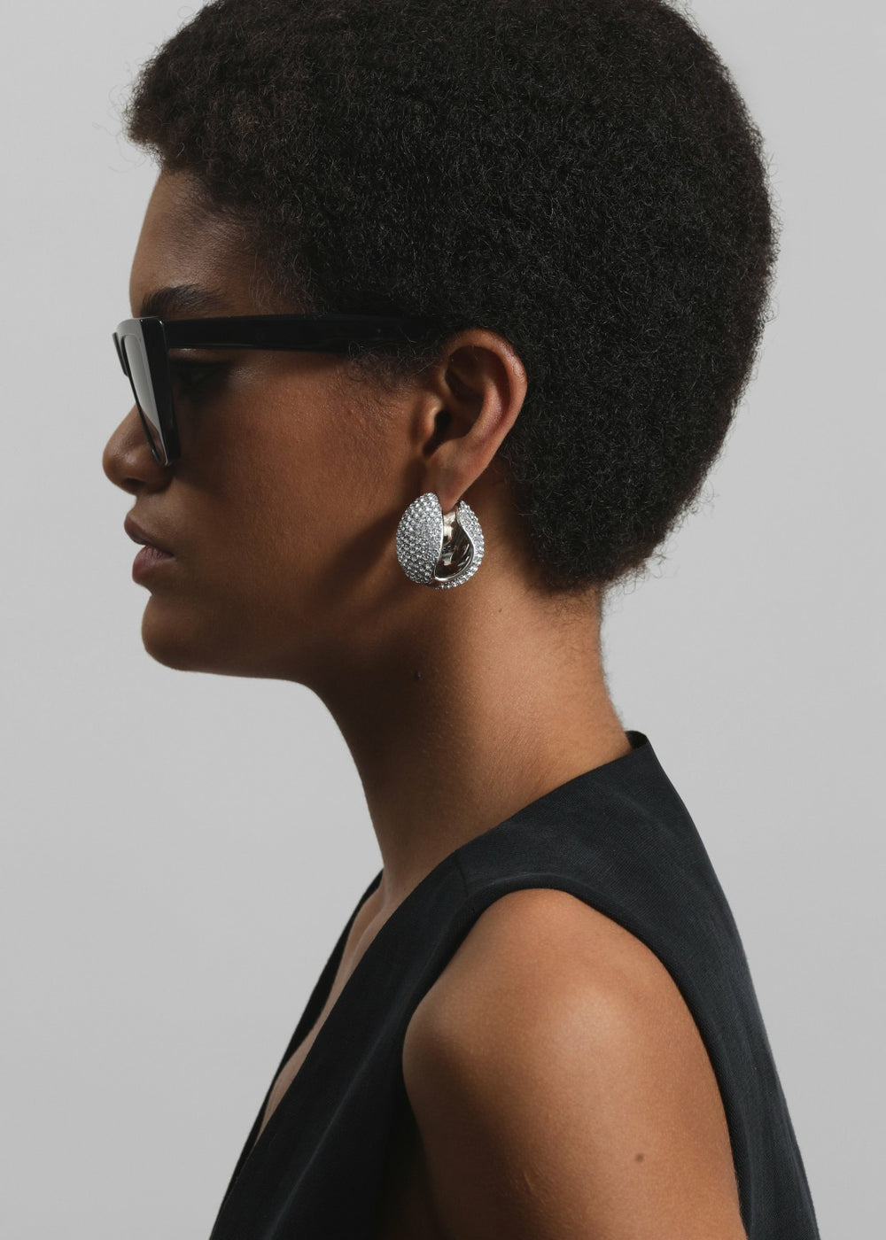 Coperni Crystal-Embellished Creole Logo Earrings Silver - Women