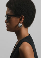 Coperni Crystal-Embellished Creole Logo Earrings Silver - Women
