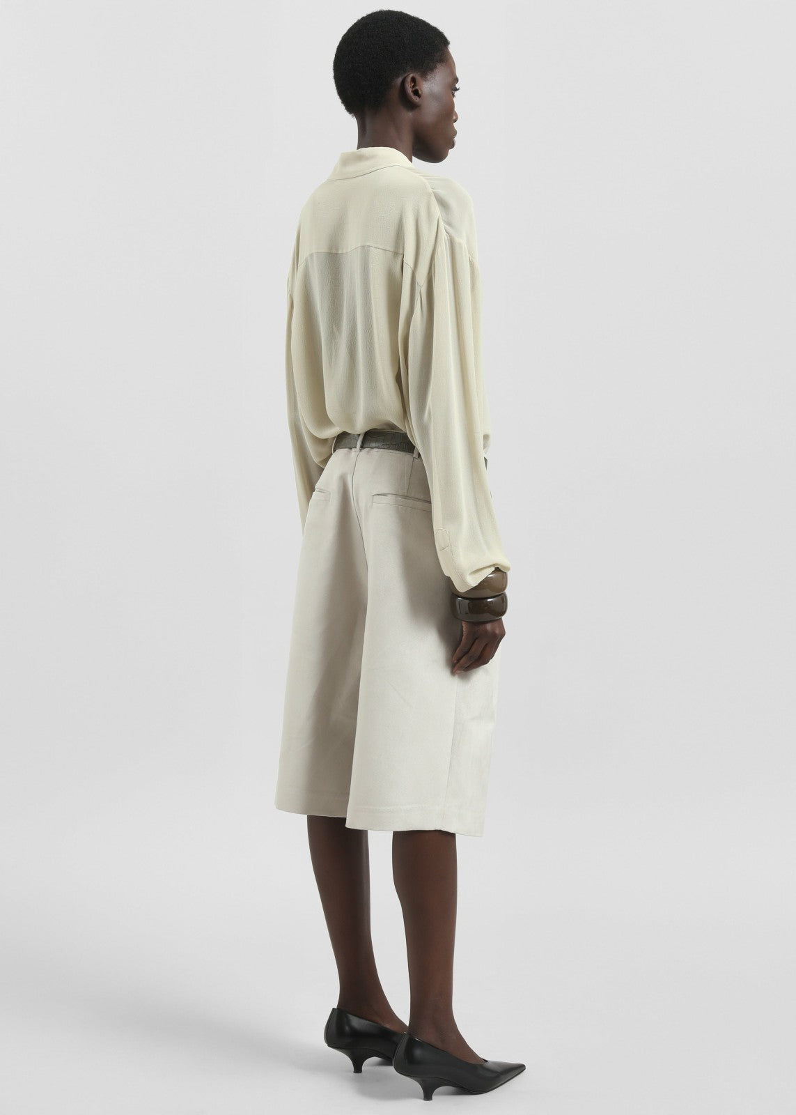 Edale Faux Suede Bermuda Shorts Light Beige - Women