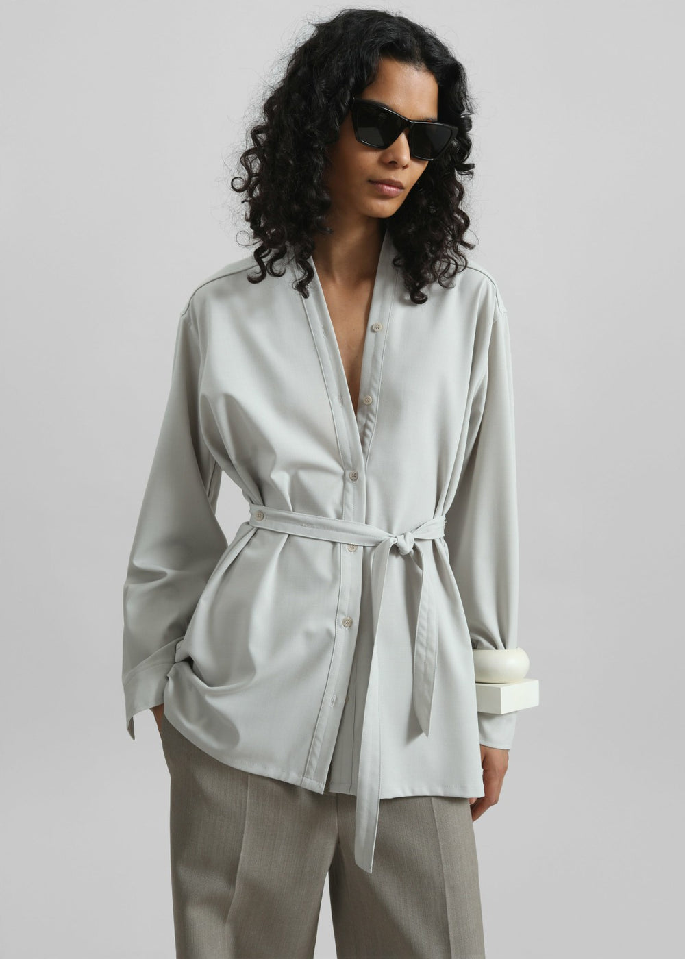 Alven Belted Shirt Stone - Women
