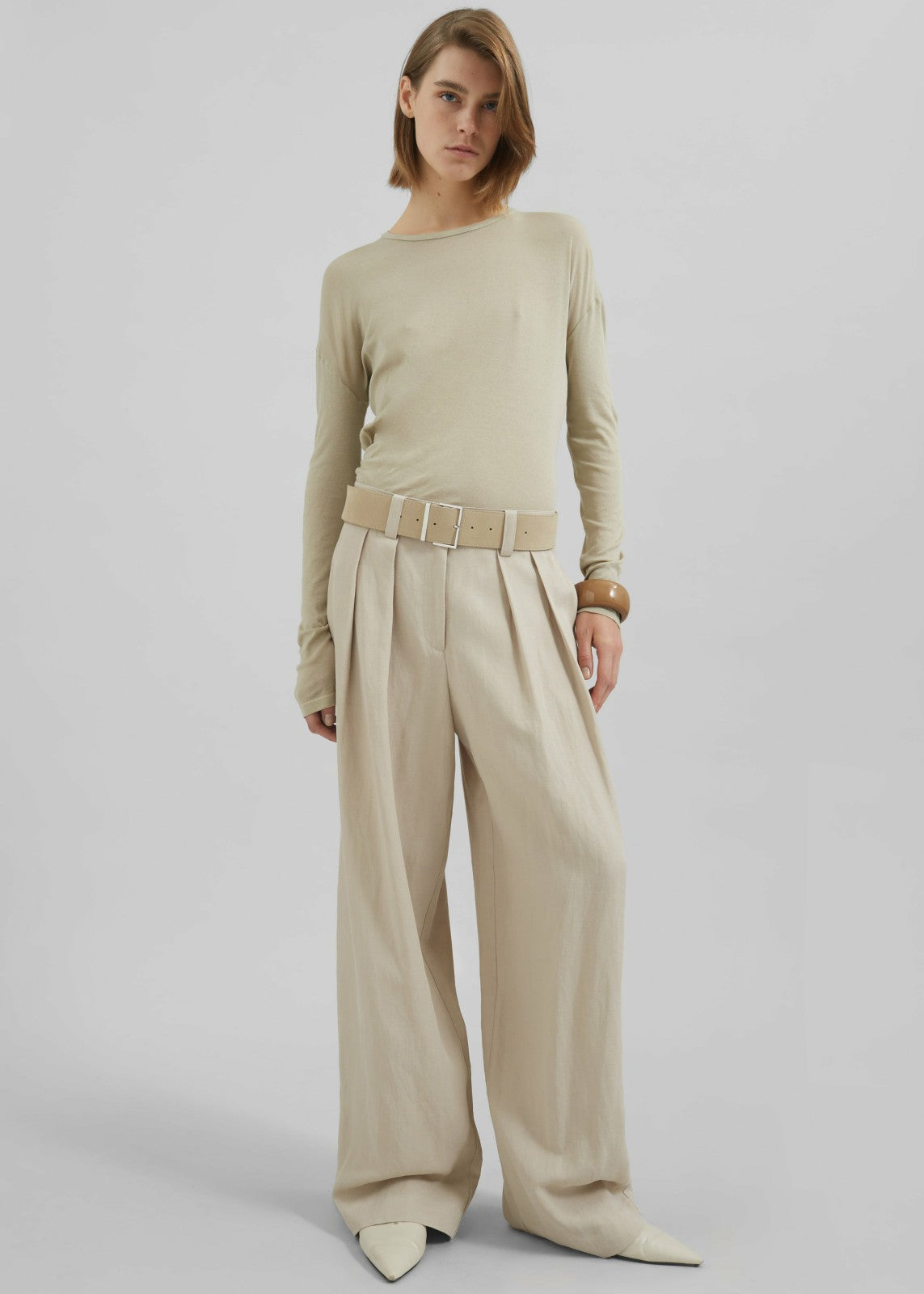 Daytona Pleated Linen Trousers Cement - Women
