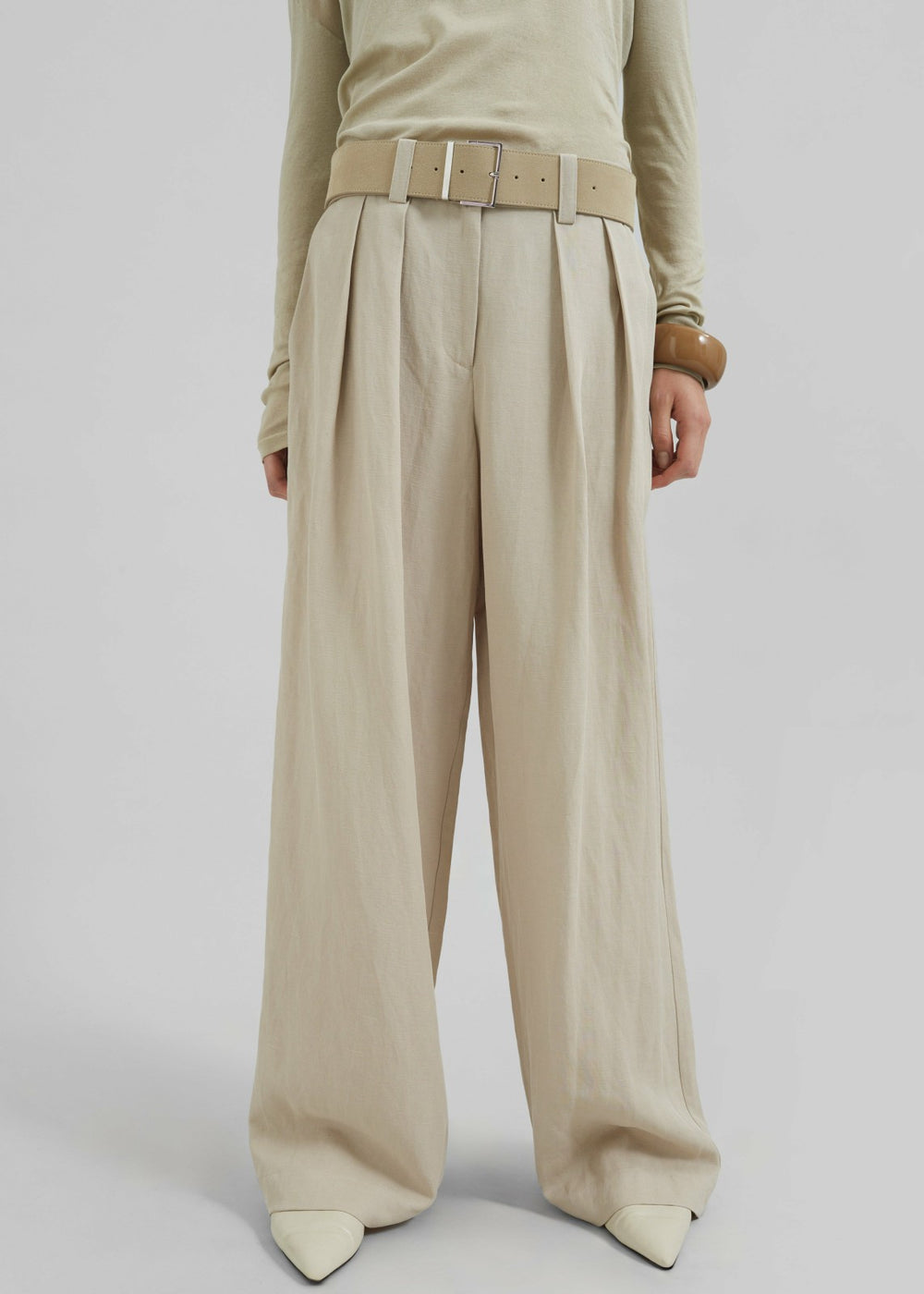 Daytona Pleated Linen Trousers Cement - Women