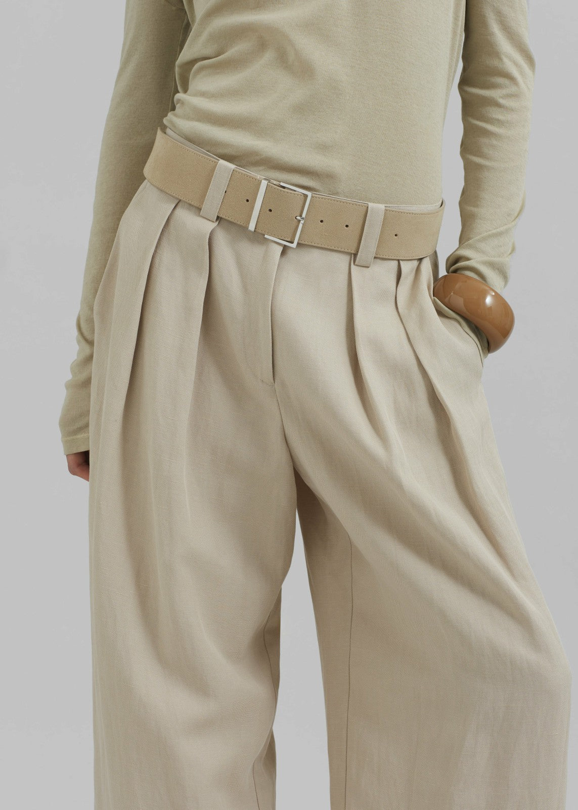 Daytona Pleated Linen Trousers Cement - Women