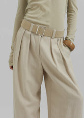 Daytona Pleated Linen Trousers Cement - Women