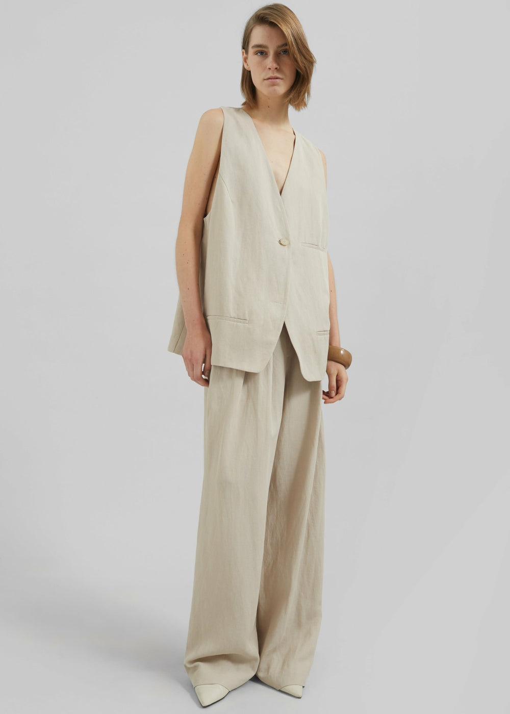 Daytona Pleated Linen Trousers Cement - Women