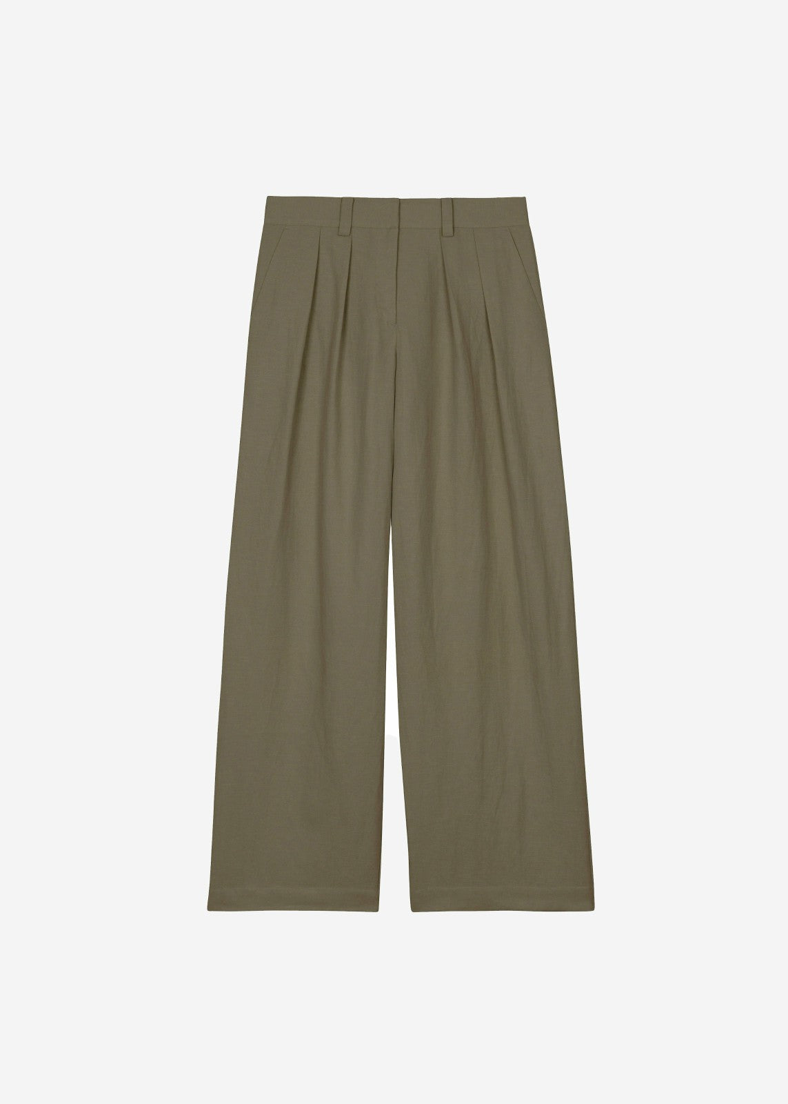Daytona Pleated Linen Trousers Khaki - Women