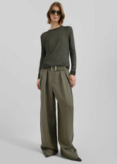 Daytona Pleated Linen Trousers Khaki - Women