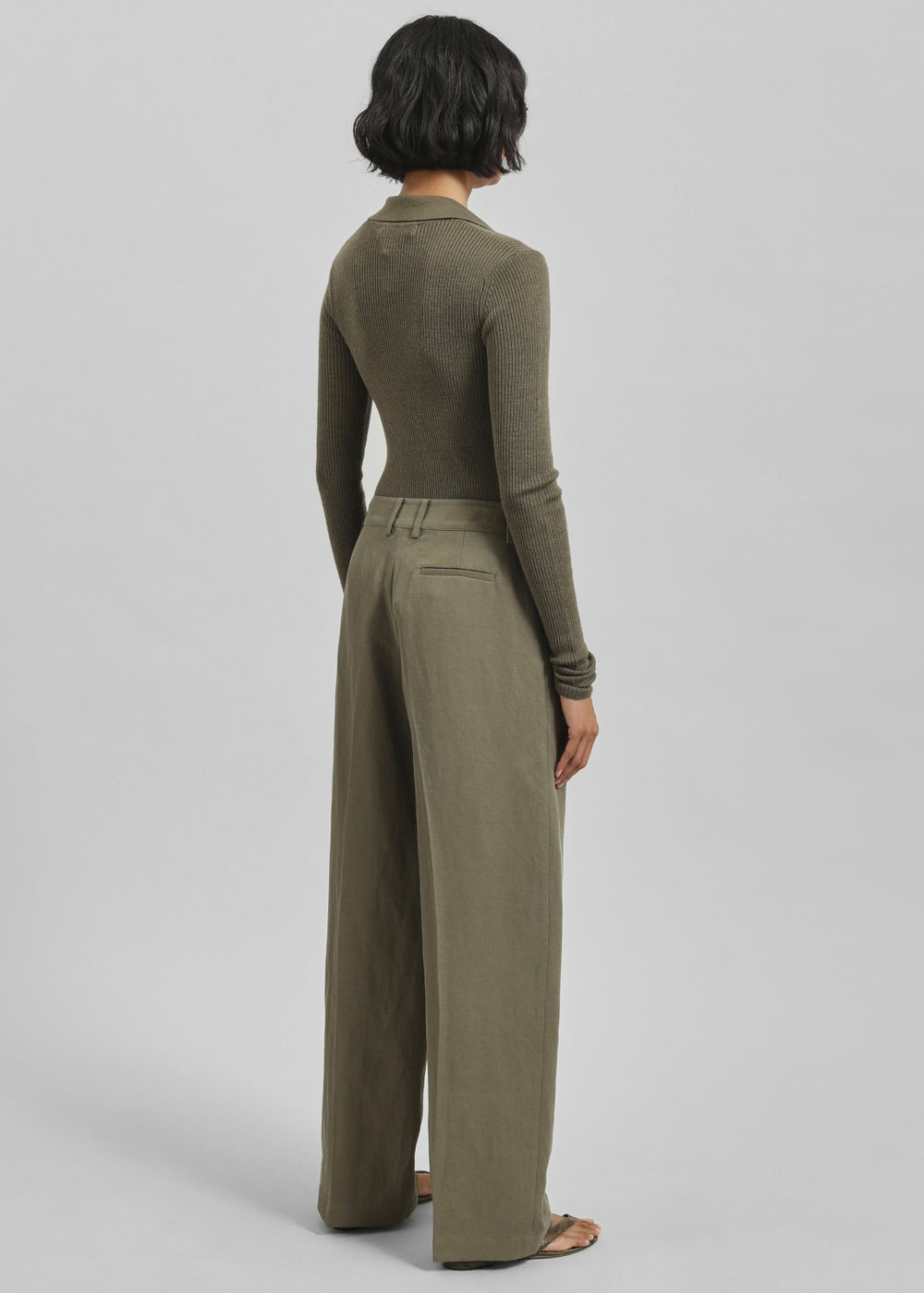 Daytona Pleated Linen Trousers Khaki - Women