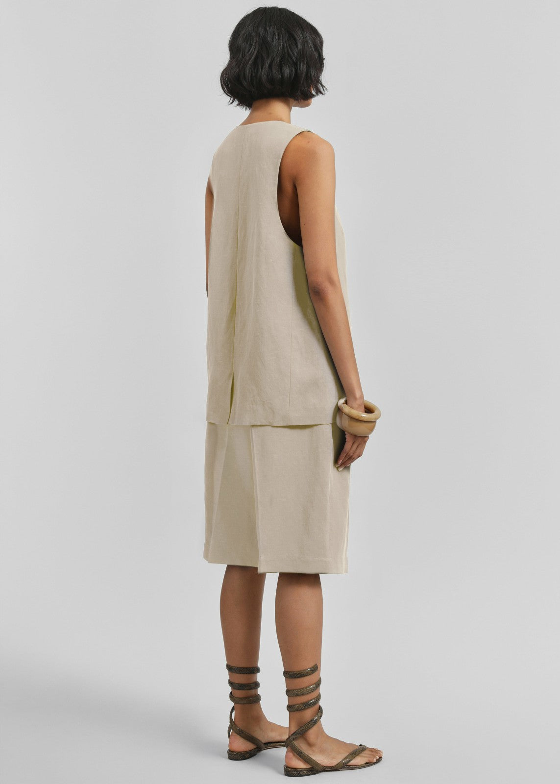 Melrose Linen Vest Cement - Women