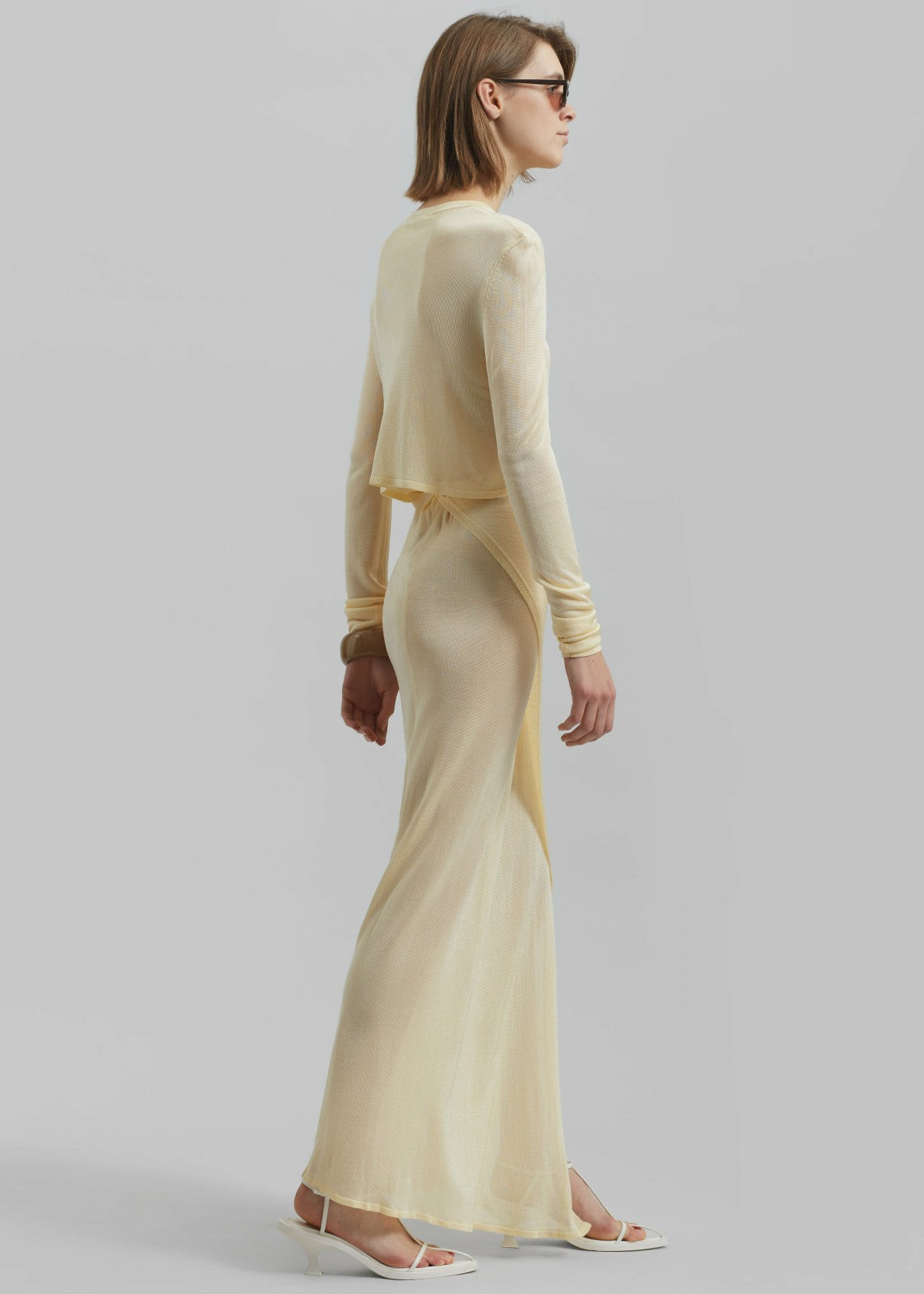 Alsen Thin Knit Wrap Skirt Pale Yellow - Women