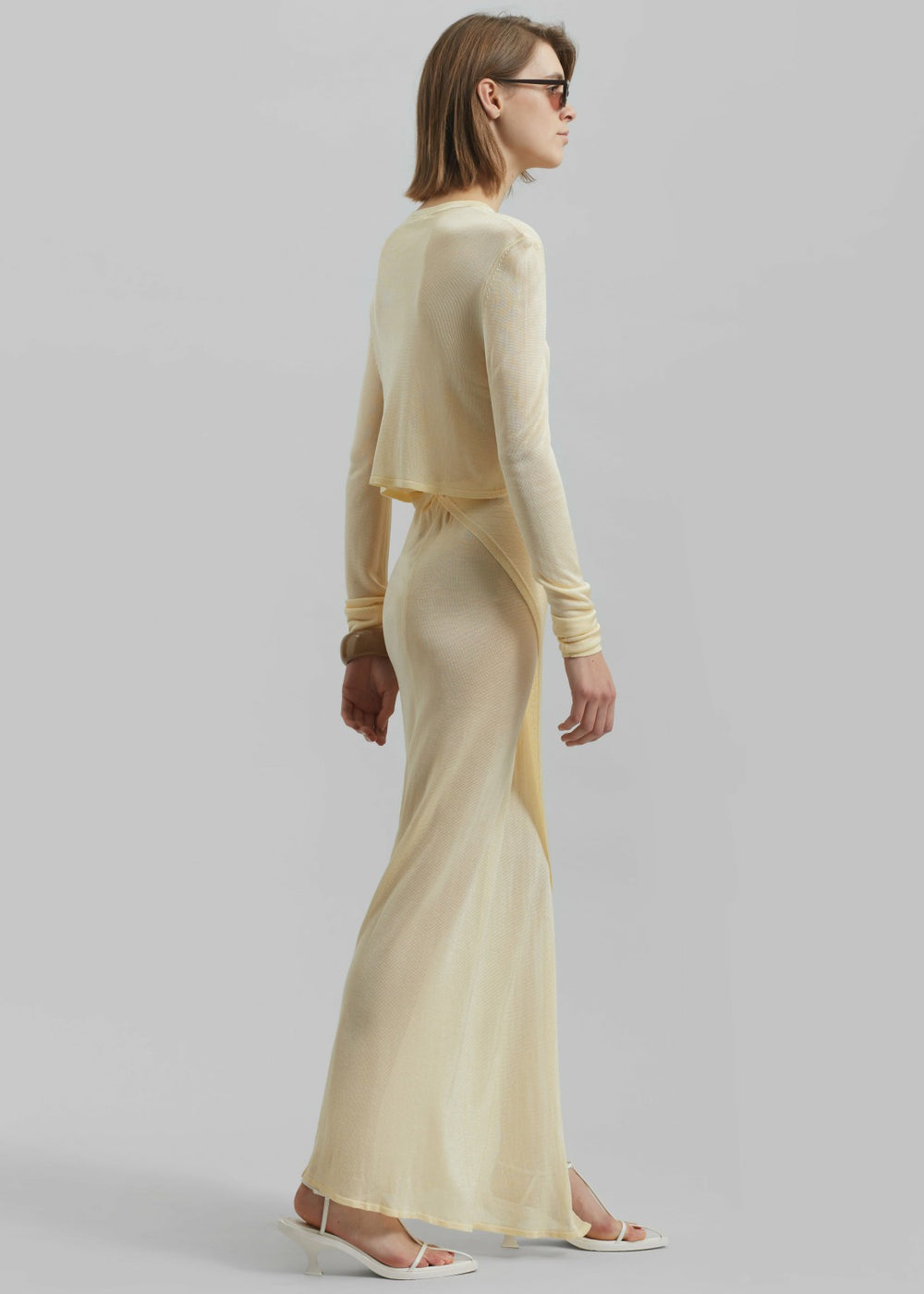 Alsen Thin Knit Wrap Skirt Pale Yellow - Women