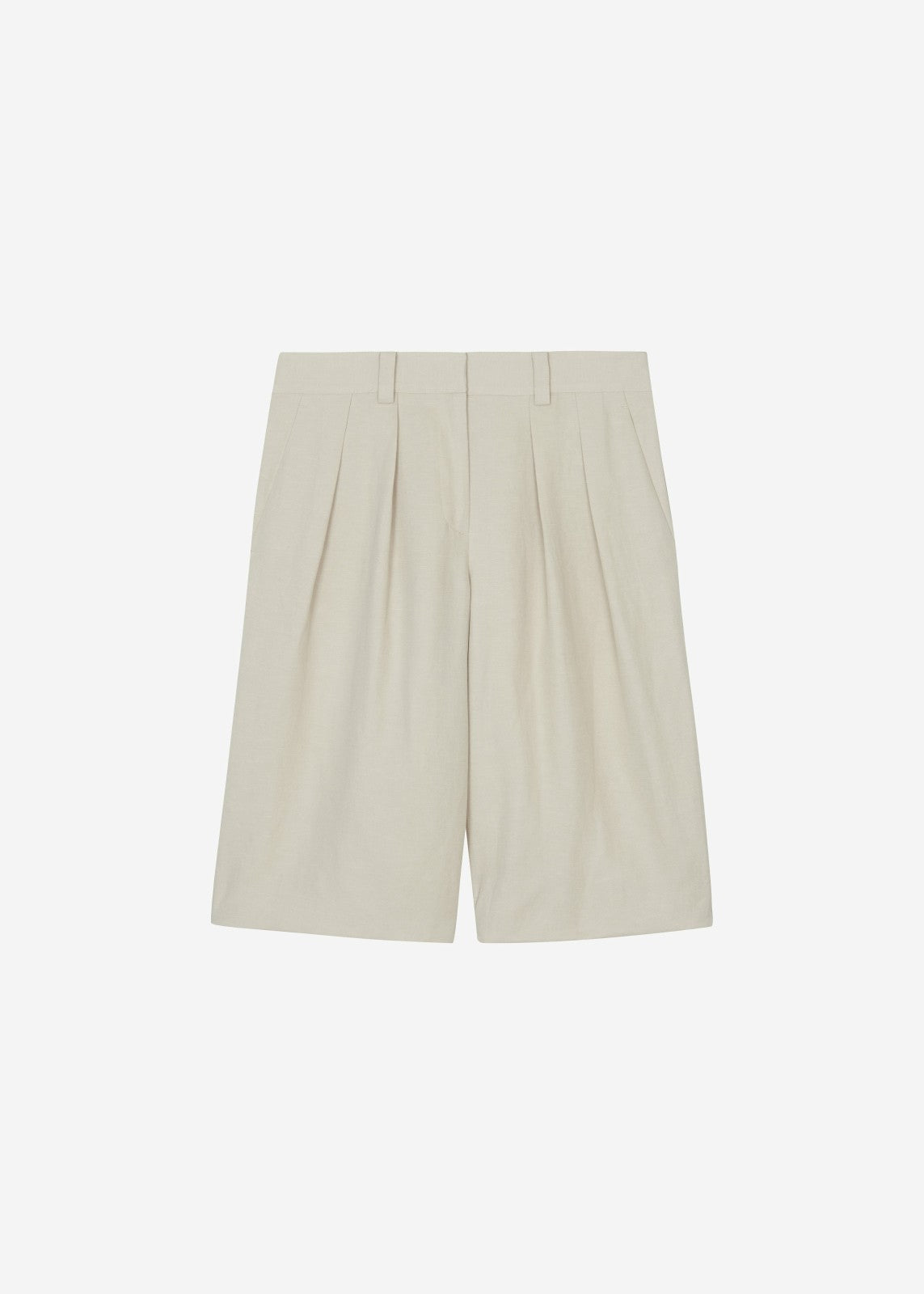 Bilbao Pleated Linen Bermuda Shorts Cement - Women