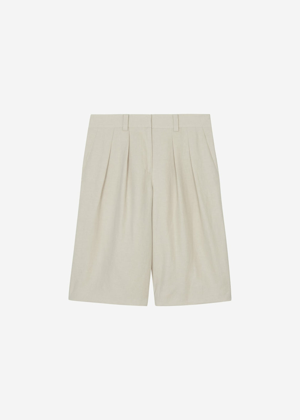 Bilbao Pleated Linen Bermuda Shorts Cement - Women