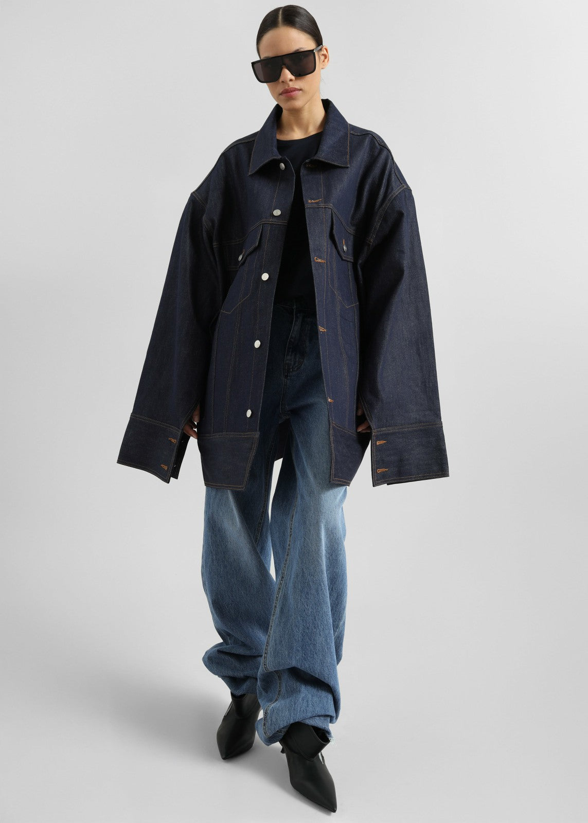 Leros Oversized Denim Jacket Dark Wash - Women