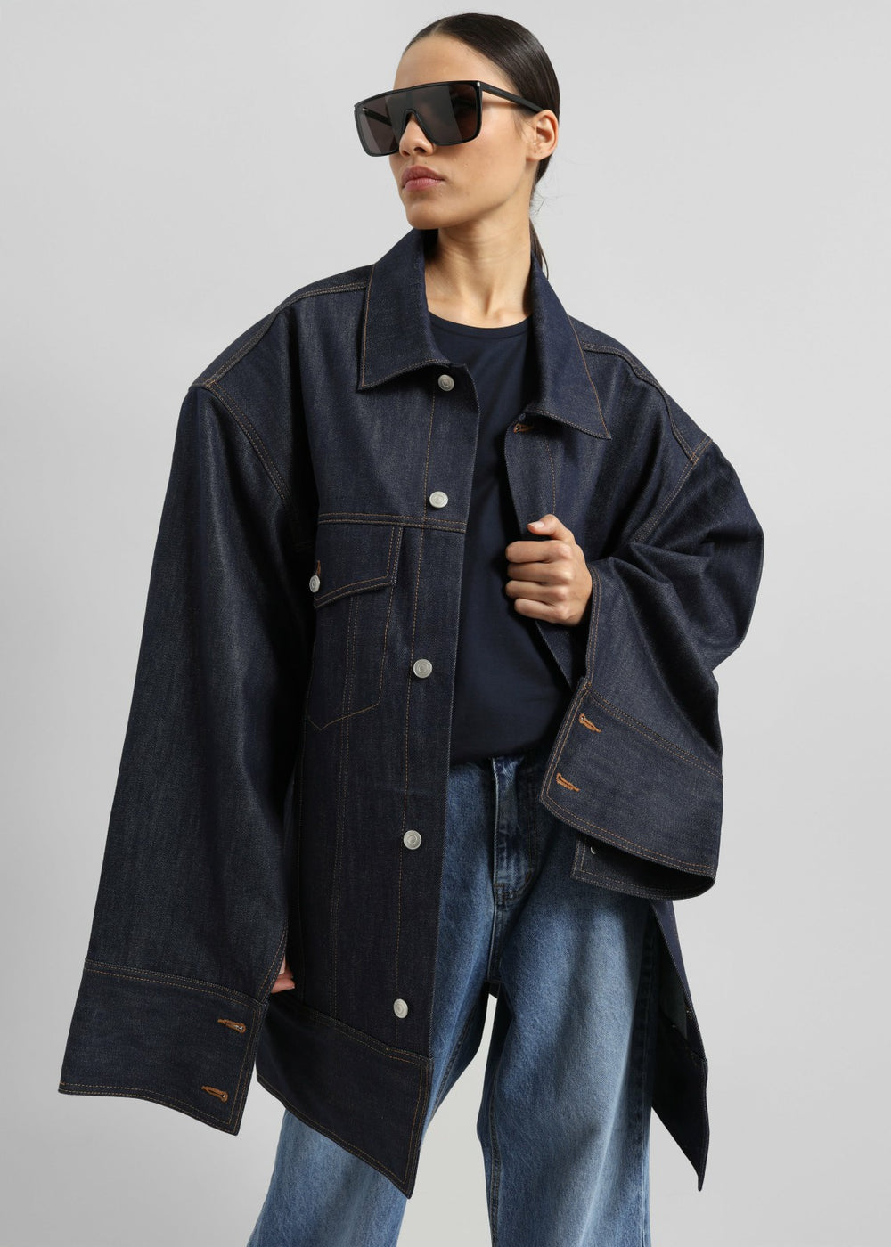 Leros Oversized Denim Jacket Dark Wash - Women