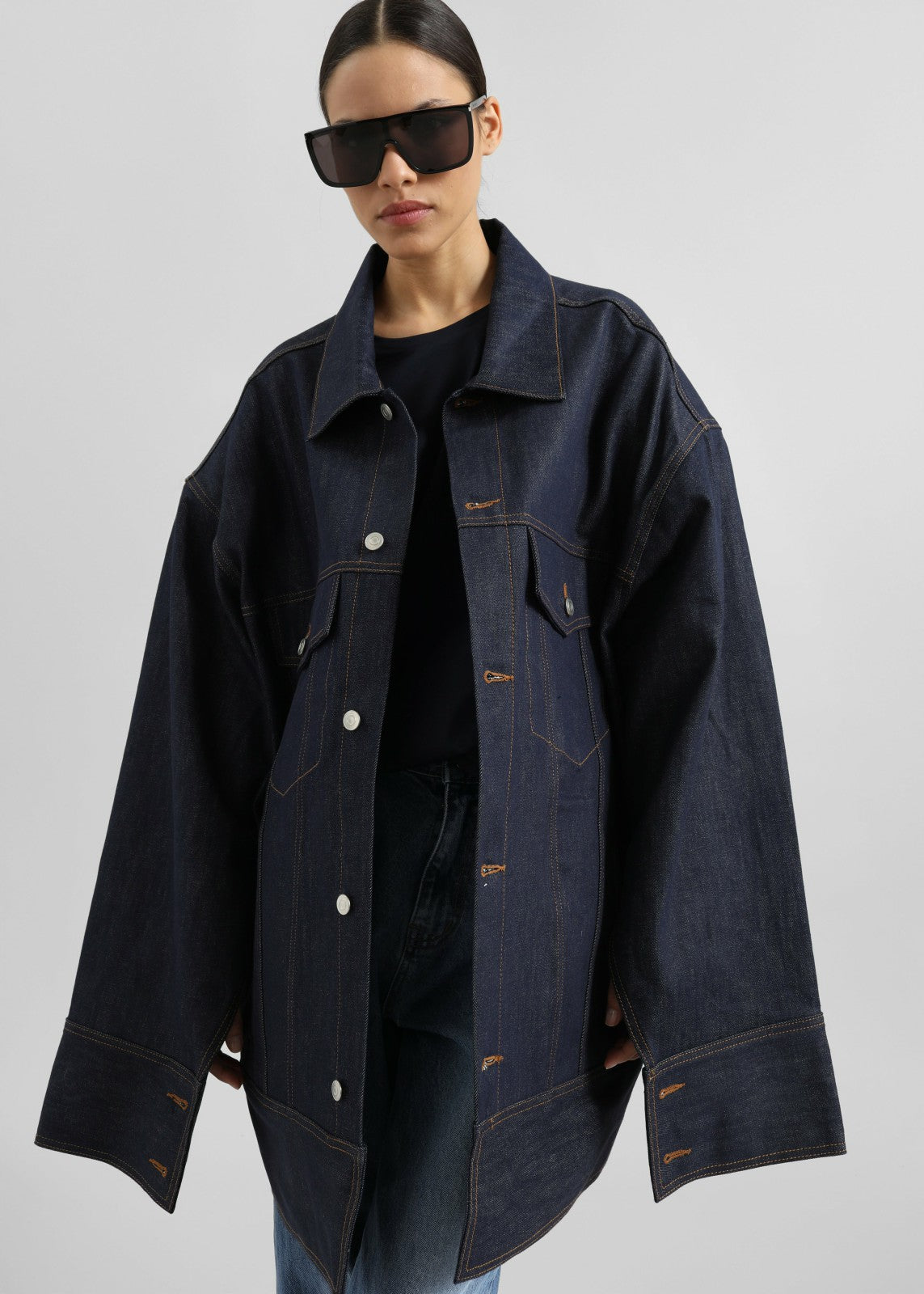 Leros Oversized Denim Jacket Dark Wash - Women