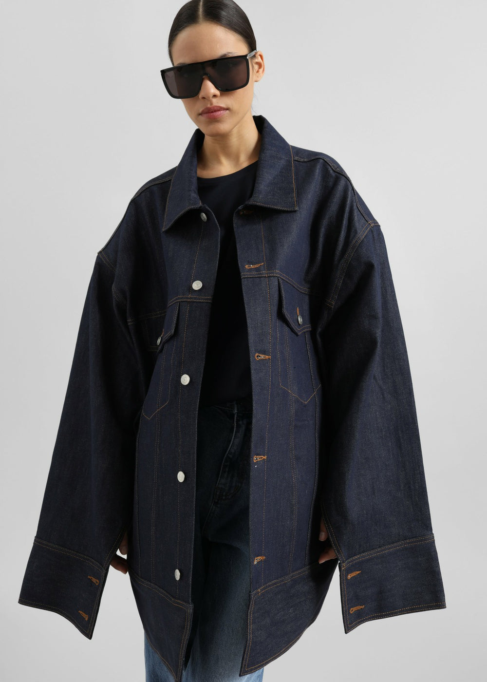 Leros Oversized Denim Jacket Dark Wash - Women