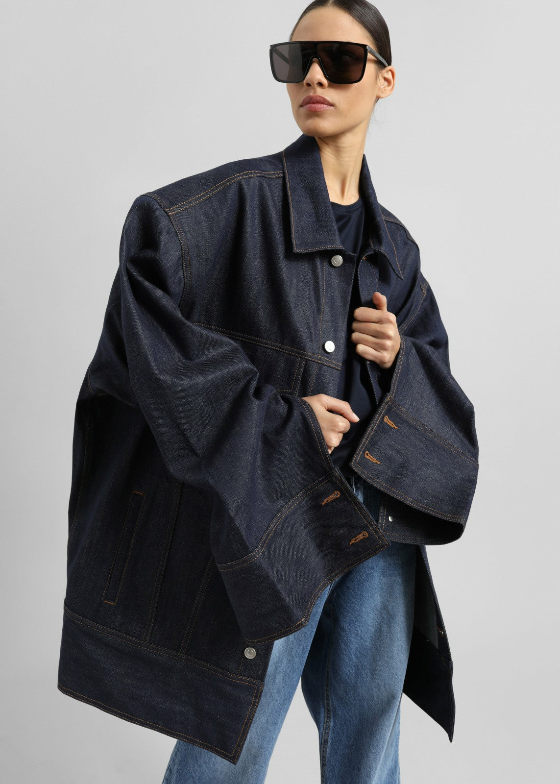 Leros Oversized Denim Jacket Dark Wash - Women
