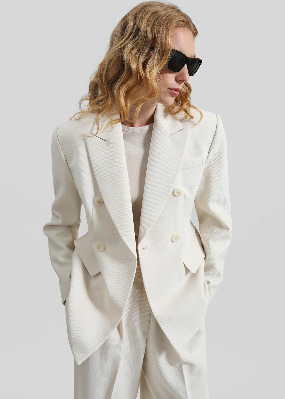 Dina Double Breasted Blazer Cream - Women