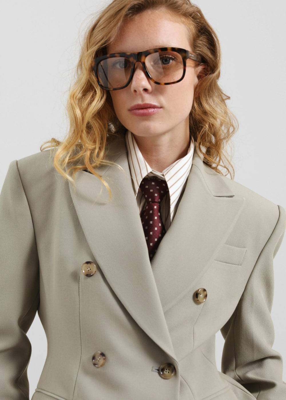 Dina Double Breasted Blazer Light Taupe - Women