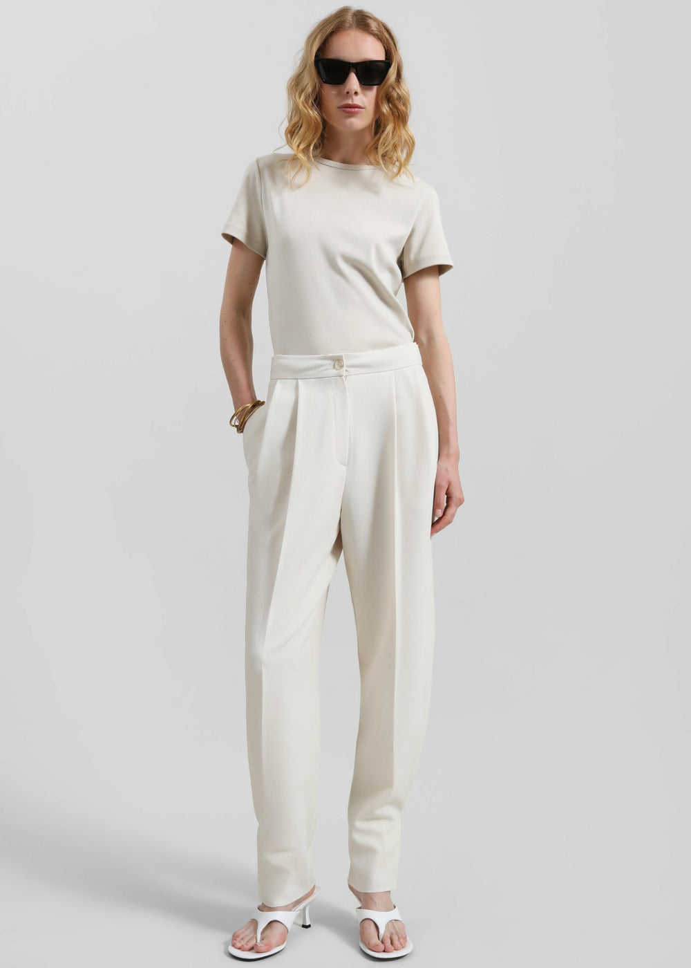 Dina Pleated Trousers Cream - Women