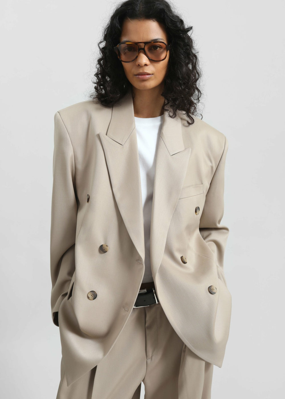 Dunbar Double-Breasted Blazer Taupe - Women