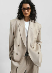 Dunbar Double-Breasted Blazer Taupe - Women