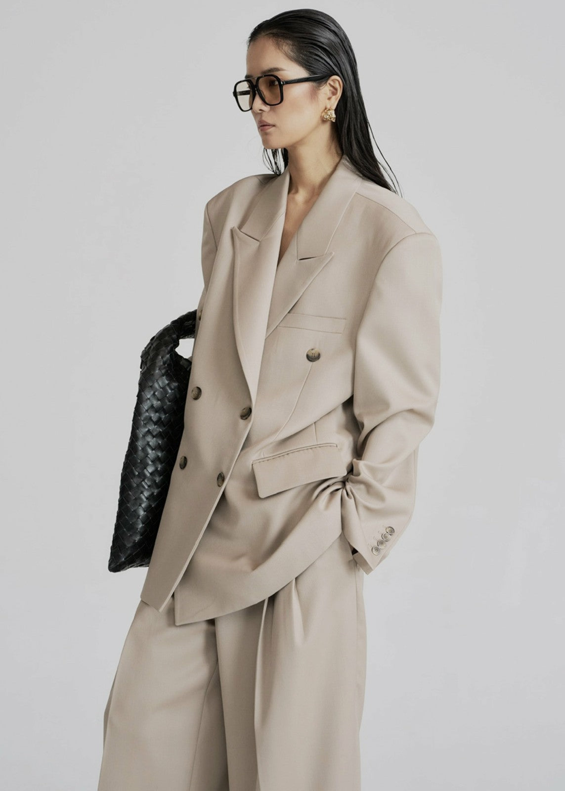 Dunbar Double-Breasted Blazer Taupe - Women