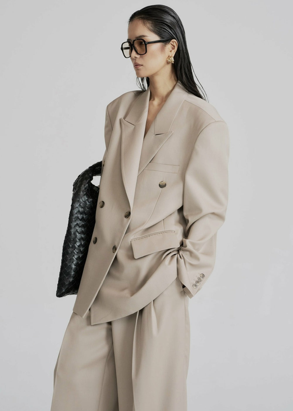 Dunbar Double-Breasted Blazer Taupe - Women