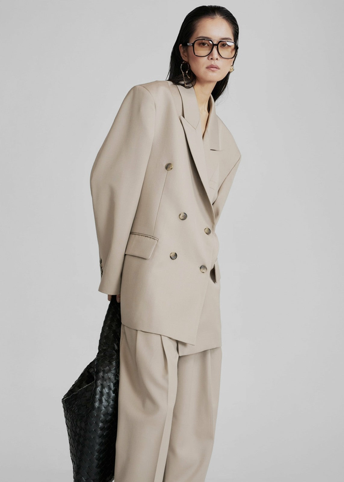 Dunbar Double-Breasted Blazer Taupe - Women