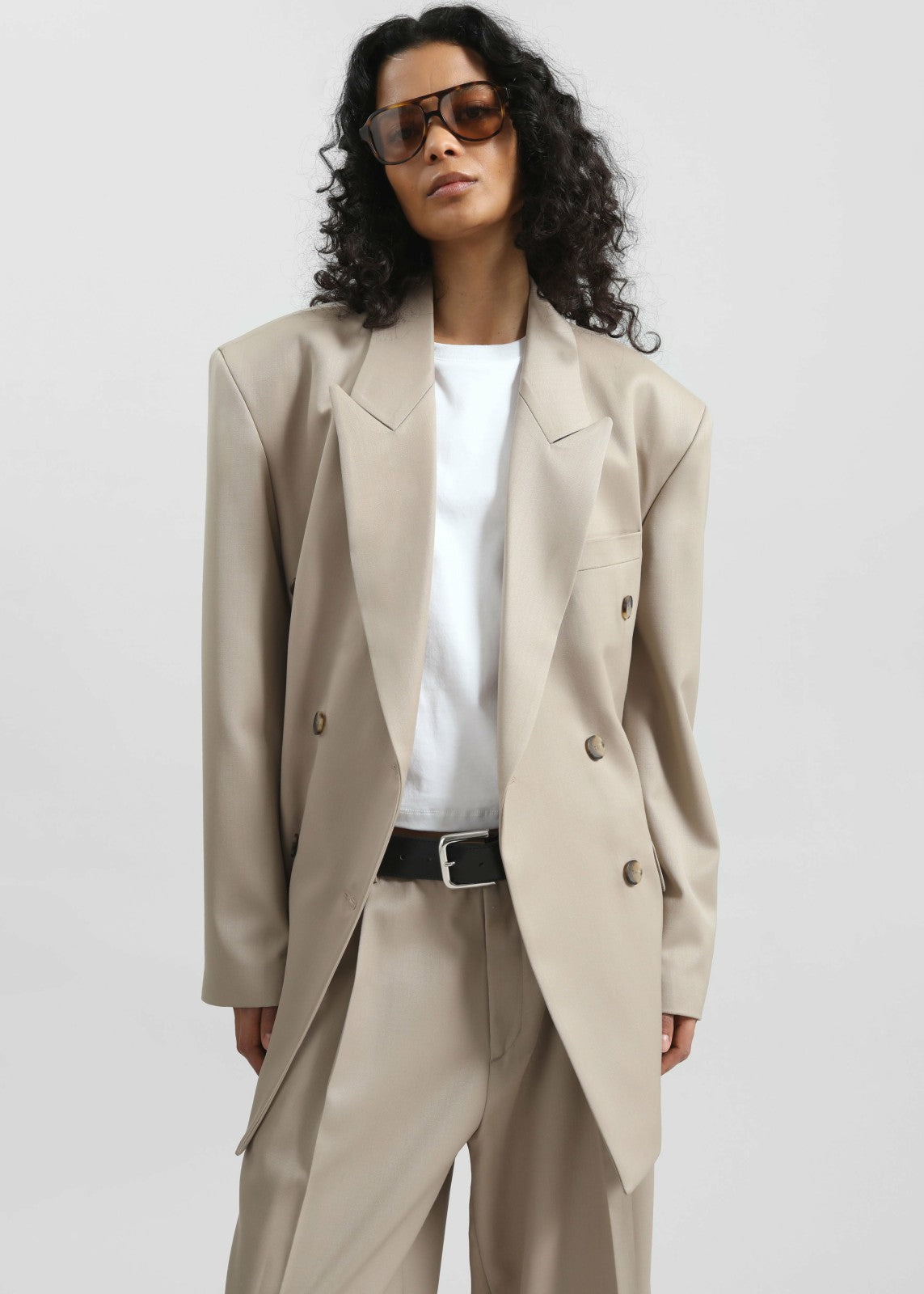 Dunbar Double-Breasted Blazer Taupe - Women