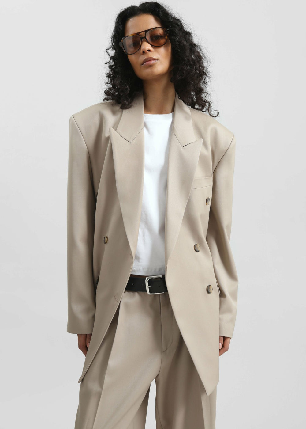 Dunbar Double-Breasted Blazer Taupe - Women